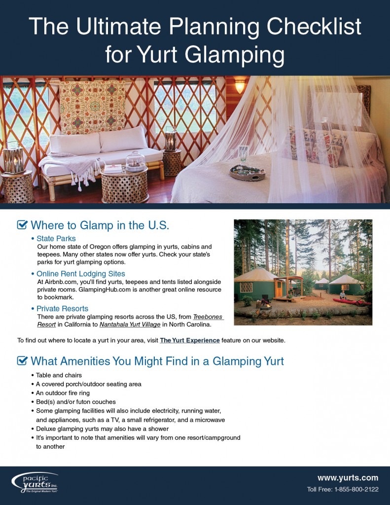 Planning Checklist for Yurt Glamping Pacific Yurts