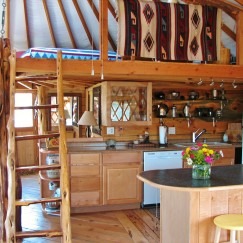 Beautiful woodwork on loft above kitchen