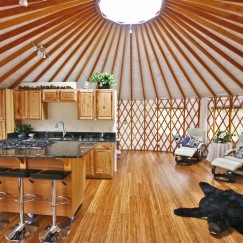 Elegant open yurt kitchen