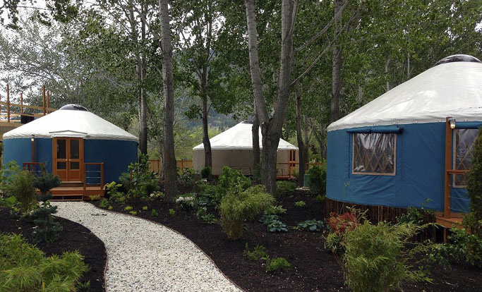 Yurt Campground with nice landscaping