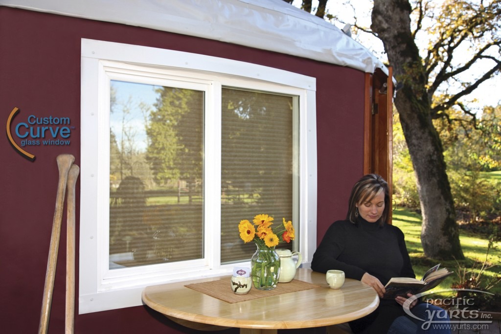 Exterior of our new Custom Curve Glass Window System - © 2011 Pacific Yurts Inc.