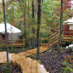 Yurt Village with nice wood deck patch