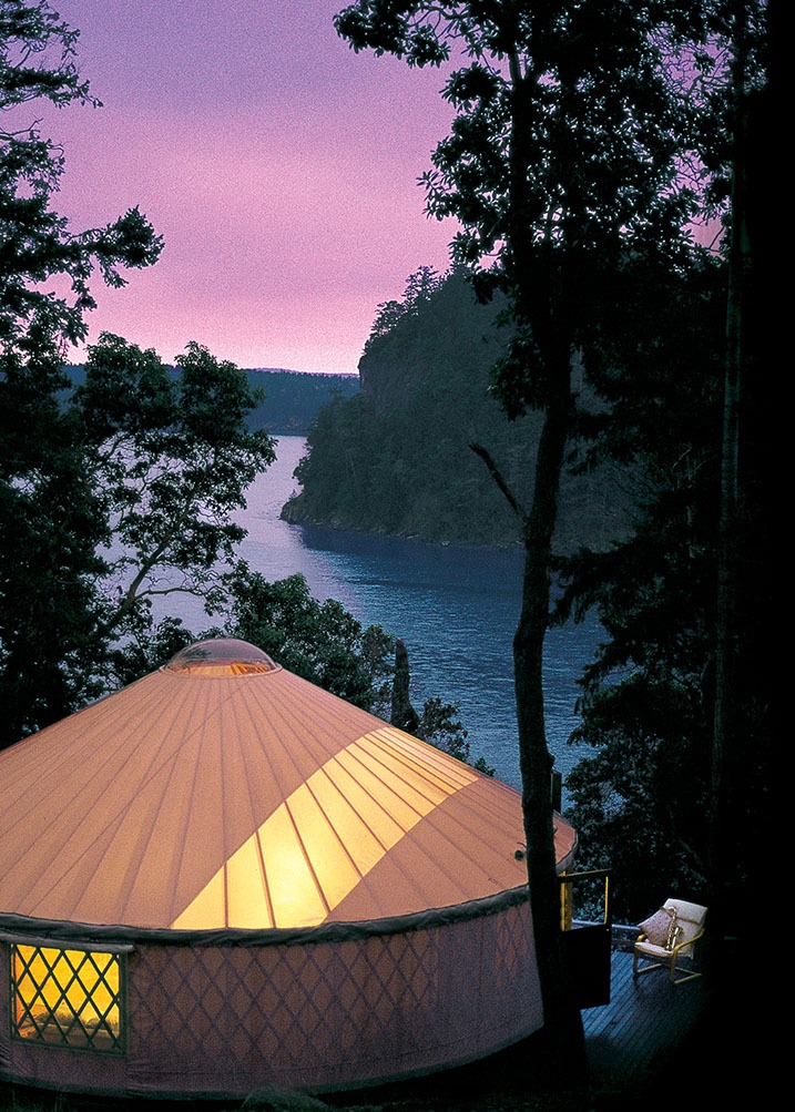 Pacific Yurt At Dusk by a lake