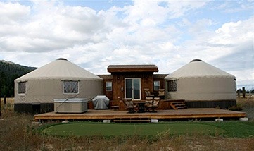 two yurt connected with mudroom