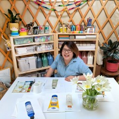 Photo of Dawn Tan in her yurt