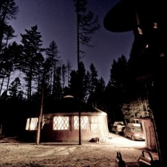 Pacific Yurt photo at night in the winter