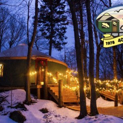 Pacific Yurt in the snow, celebrating 40 years