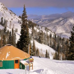 Yurt nestled at Powder Mountain
