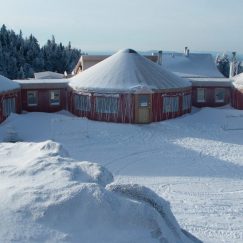 pacific yurts in the snow