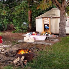 Backyard glamping yurt.