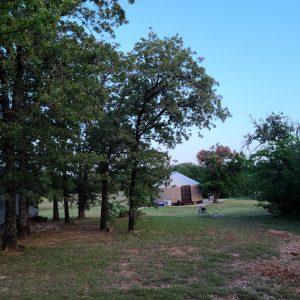 Tan Pacific Yurt at Paradise Cove at Lake Grapevine.