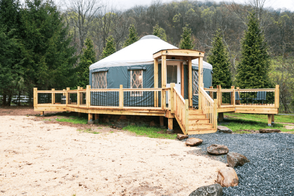 Loblolly Pine, 452 sqft Yurt at Maggie Valley Yurts.