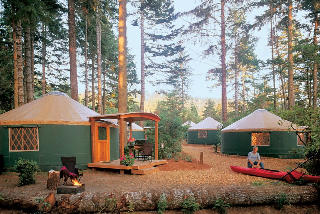 pair of yurts in oregon state park