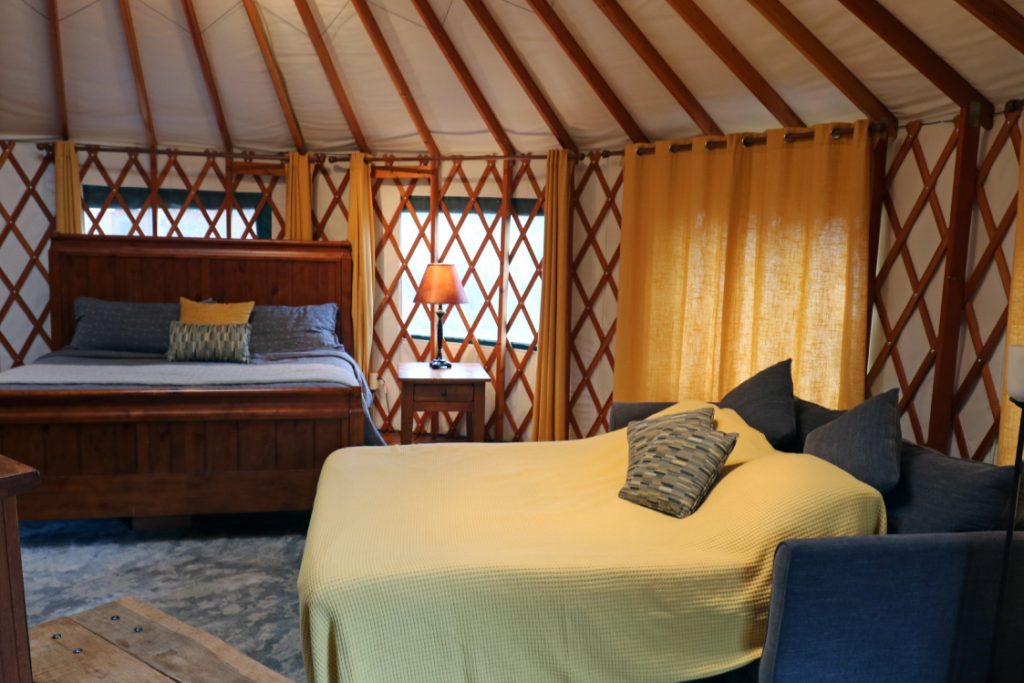 bedroom in pacific yurt